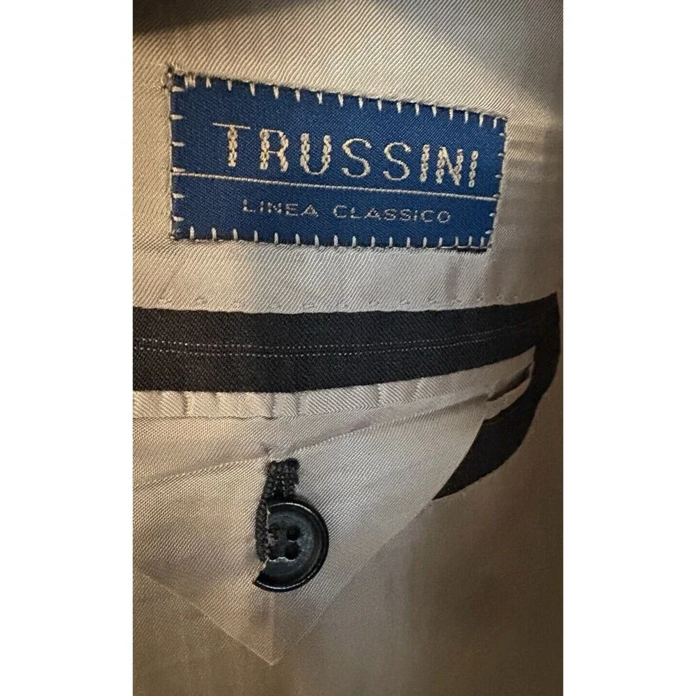 TRUSSINI Charcoal Gray Pinstripe Suit Jacket Blazer Men's Size 54 US IWS Wool